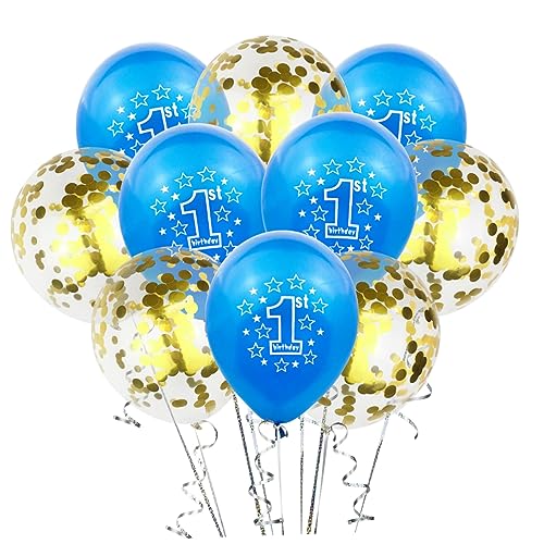 Garneck 10er Set Latexballons Zur Feier Des Ersten Geburtstags Für Babys 5 Blaue Zahlenballons + 5 Goldene Konfetti Ballons Partybedarf Für Kindergeburtstage Und Feierlichkeiten von Garneck