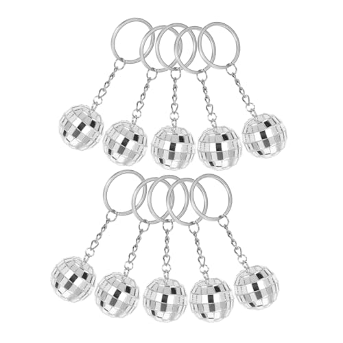 Garneck 10 Stück Disco-kugel-hänge-charm, Spiegelkugel, Schlüsselanhänger, Taschen-hänge-disco-kugel-ornament von Garneck