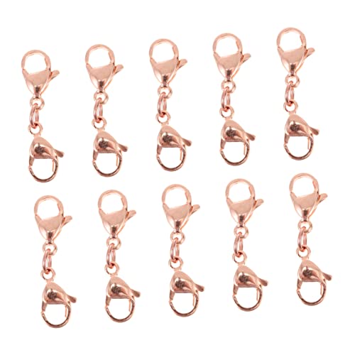 Garneck 10 Stück Doppelkarabinerverschlüsse in Roségold Für Halsketten Und Armbänder - Ideal Zur Verlängerung Und Schmuckherstellung - Größe 0 3 x 0 8 x 2 5 Cm von Garneck