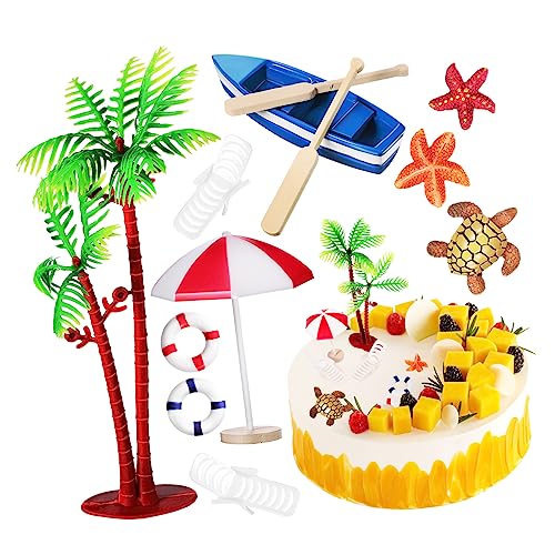 Garneck 10 Stück Kuchendekorationsverzierungen Strandaccessoires für Minipuppen Tortenaufsatz Hochzeit sommerdeko schwimmleine Kuchenverzierung Party-Geburtstagskuchen- Plastik von Garneck