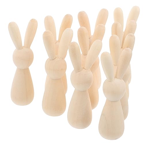 Garneck 10 Stück Unbemalte Holzpuppen Figuren Für DIY – Blanko Hasenpuppen Für Kreative Bastelprojekte - Ostern Deko Und Kunsthandwerk Zu Hause Oder Für Partys von Garneck