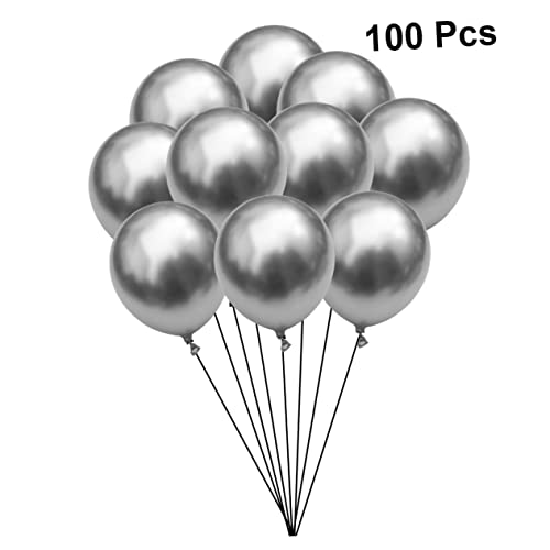 Garneck 100 Stück 10 Latexballon Geburtstag hängen Partydekorationen Verlobungsballons große Luftballons silbermetallische Luftballons Partyballons Geburtstagsballon Hochzeitsballon Silver von Garneck