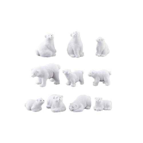 Garneck 11 STK Mikrolandschaftsornament Tierfiguren Plüschtiere Miniaturfiguren Gewichtete Kuscheltiere Gewichtetes Stofftier Polarfiguren Eisbär Kuchendeckel Ausgestopft Weiß von Garneck