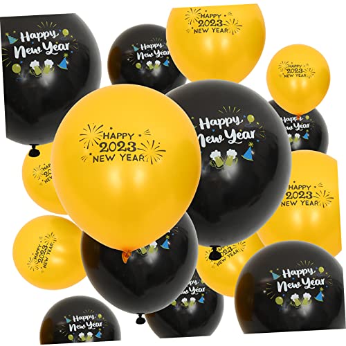 Garneck 120 Stück 2023 Neujahrsballons Schwarz Gold Ballon Partyzubehör Frohes Neues Jahr Ballons Frohes Neues Jahr Ballondekoration Heimdekoration Festlicher Ballon Festival von Garneck