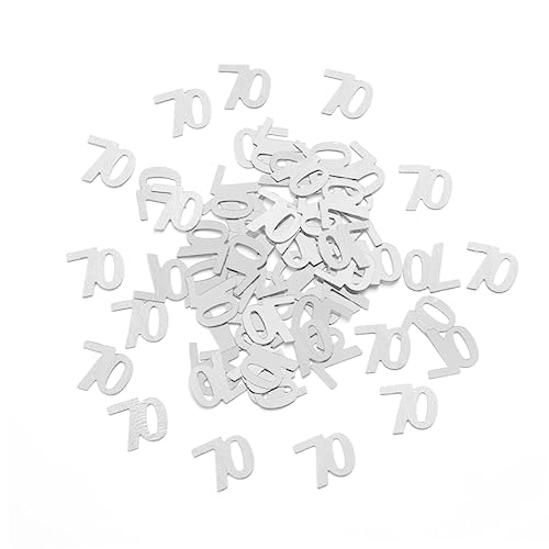 Garneck 1200 Stück 70 Party Konfetti siebzig Jahre altes Geburtstagskonfetti Konfetti mit 70 Zahlen 70. Tischkonfetti Konfetti-Buchstaben Jubiläum Jahrestag Konfetti Zahl Konfetti Silver von Garneck