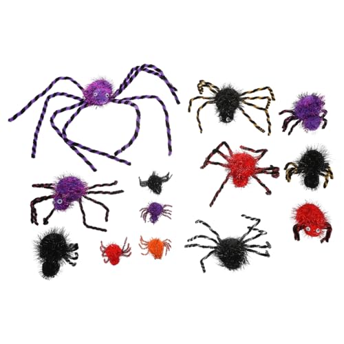 Garneck 13st Halloween-spinne Halloween-haargummis Halloween-plüschtier Halloween- Aufblasbares Kostüm Spinnenpunk Spinnennetze Spielzeugspinne Spinnenkostüm Für Polyester von Garneck