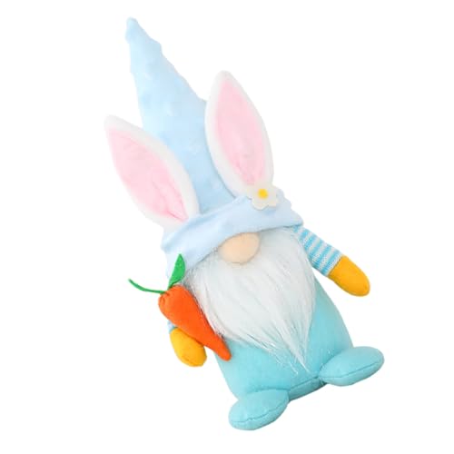 Garneck 1Stk Osterpuppe Karikatur Plüsch Figur Kinderspielzeug Gartenzwerg Easter Bunny osterhasen Kuscheltier Osterhasen-Fotoprop Kaninchenpuppendekoration Osterpartydekor Stoff Blue von Garneck