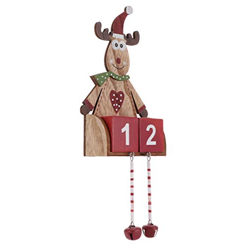 Garneck 1Stk Weihnachtskalender Weihnachtsmann-Dekoration Weihnachtsmann-Kalender kinder weihnachtsdeko schreibtischdeko Weihnachtsdekoration für den Schreibtisch Holzornament Hölzern rot von Garneck