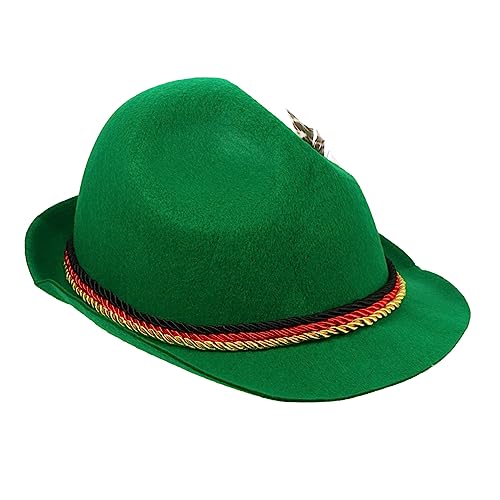 Garneck 1stk Jazz-federhut Halloween-panama-mütze Kreative Kappe Mütze Für Männer Gentleman Partyhut Herbstmützen Für Damen Panamahüte Für Herren Fedora-hüte Für Herren Jazzhut Vlies Green von Garneck