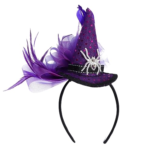 Garneck 1stk Spinnenhexe Kinderstirnband Halloween-haarreifen Haarband Für Kinder Mini-haarbänder Halloween-hut Lila Spinnen-haarband Partyzubehör Violett Einfassung Aus Polyestergewebe von Garneck