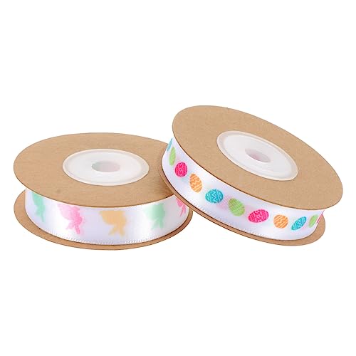 Garneck 2 Rollen Osterband Mit Fröhlichen Mustern Für Festliche Kuchendekorationen – Dekoratives Blumenstrauß-Band Aus Hochwertigem Polyester - Perfekt Zum Verpacken Von Geschenken Und von Garneck