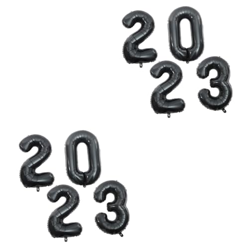 Garneck 2 Sätze 2023 Aluminiumfolienballon Frohes neues Jahr Luftballons 2023 schwarze Ballonnummern Festivalballons große luftballons große ballons Ballon 2023 Partydekoration 2023 Black von Garneck