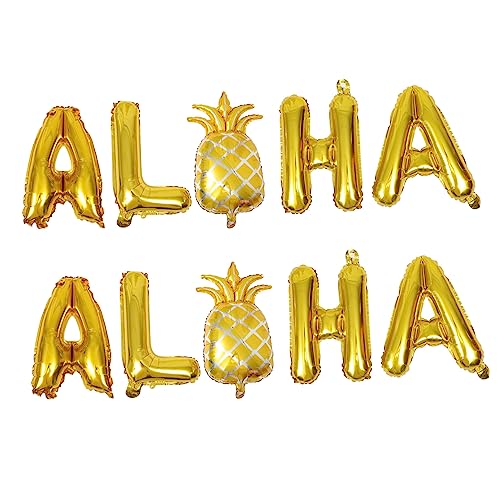 Garneck 2 Sätze Ballon mottoparty hawaii luftbalondeko party decoration aloha party favors liefert Ananas-Dekor Golddekor hawaiianische Partyartikel tropischer Partyanhänger Aluminiumfolie von Garneck