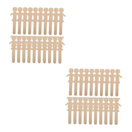 Garneck 2 Sätze Junge Mädchen Ornament-dekorationsset Für Schmuckherstellungsset Für Weihnachtsschmuck Handwerk Für Strichmännchen EIS Am Stiel Holz Beige 20 Stück * 2 von Garneck