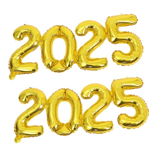 Garneck 2 Stück 2025 2025 Ballon Partyzubehör 2025 Silvester Folienballons 202 Neujahrsdekorationen Folienballons 2025 Neujahr Partyballons Abschlussballons Goldene Aluminiumfolie von Garneck