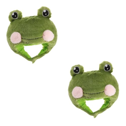 Garneck 2 Stück Kopfbedeckungen Cartoon Tier Kapuze Frosch Partyhüte Vollständige Abdeckung Froschhut Cosplay Kopfbedeckung Frosch Stirnbänder Kinderkostüm Breite Krempe von Garneck