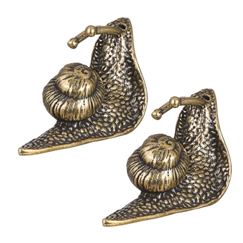 Garneck 2 Stück Messing Ornamente Mini Figuren Schneckenmodell Goldene Tierfiguren Reichtumsfigur Goldanhänger Schneckenspielzeug Mini Schneckenfigur Pilz Kleine Schnecke von Garneck