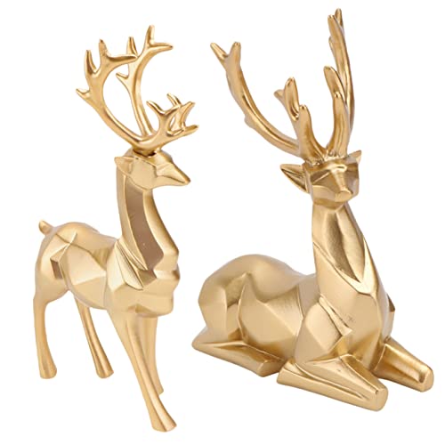 Garneck 2 Stücke Flauschigen Rentier Decor Luxus Weihnachten Deer Figuren Harz Moderne Decor Akzente von Garneck