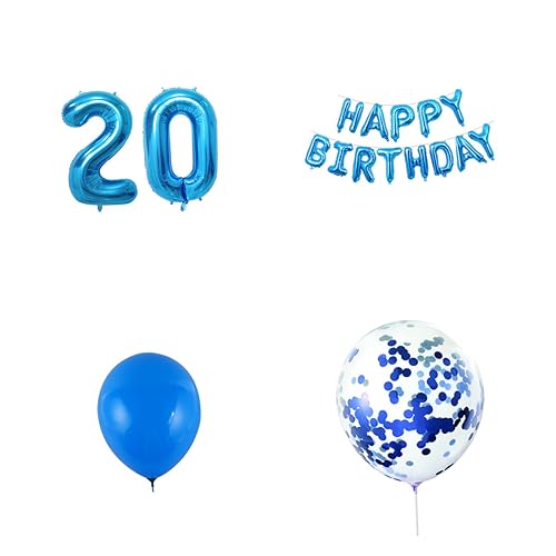 Garneck 20 Jahre Alte Geburtstags Luftballons Set Blau Inklusive Girlande Und Bonbonroten Ballons Perfekte Dekoration Für Geburtstagsfeiern Und Babypartys Für Jungen von Garneck