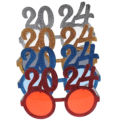 Garneck 20 Stk 2024 Brille silvester party zubehör silvesterbrillen Neujahrs-Glitzerbrille Silvester-Party-Sonnenbrille Kostümzubehör für das neue Jahr Plastikbrille 2024 AC-Objektive von Garneck