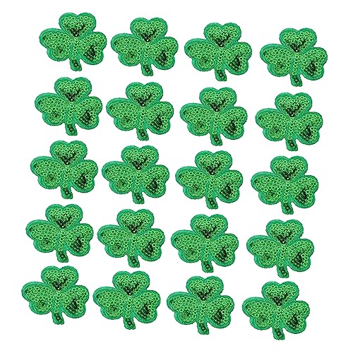 Garneck 20 Stk Pailletten Kleeblatt Aufnäher – Glitzernde Bügelflicken Für Kleidung - Taschen - Hüte Und Jacken Perfekt Für St Patrick's Day Und Kreative DIY Projekte von Garneck