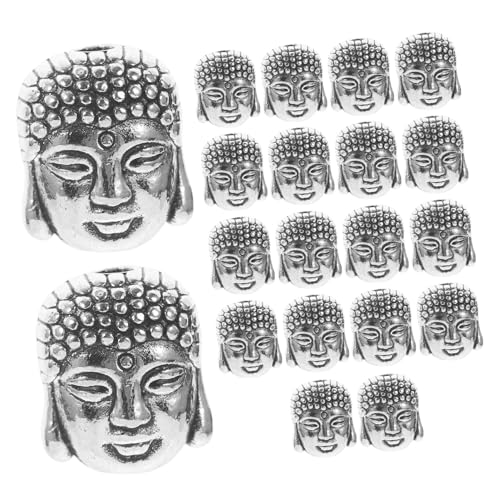 Garneck 20 Stück Buddha Kopf Perlen Aus Antikem Silber - Spirituelle Zwischenperlen Zum Auffädeln Für Armbänder Und Schmuckherstellung - Metall Buddha Beads Für Kreative Bastelprojekte von Garneck