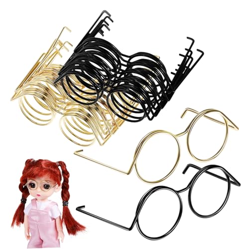 Garneck 20 Stück Mini Puppenbrillen - Retro Metalldrahtrand Mit Klaren Gläsern Für Puppen - Teddybären Und Kostüme Kleine Brille Für Kreative Bastelprojekte Und Cosplay von Garneck