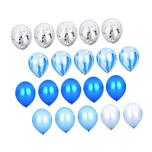 Garneck 20-Teiliges Set Latexballon Pailletten-Partyballons blaue Luftballons Folienballons konfettiballone hochzeitsballons Partyzubehör dekorativer Luftballon​​​​​​​ Emulsion Blue von Garneck