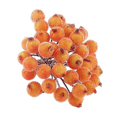 Garneck 200st Künstliche Preiselbeeren Rote Weihnachtsblumen Gefrostetes Obst Cranberry-Dekorationen Künstliches Blumendekor Mattierte Beere Weihnachtsbeere Glasperlen Blumenarrangement von Garneck