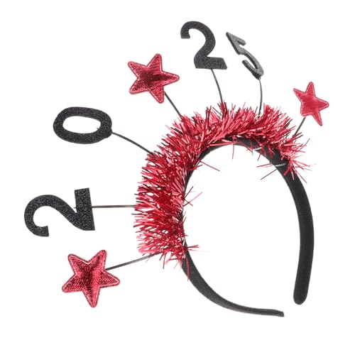 Garneck 2025 Neues Jahr Stirnband Neujahrszubehör Silvester Zubehör Party Stirnbänder Erwachsene Silvester Partygeschenke Nein Stirnband Party-stirnbänder Für Erwachsene Rot Stoff von Garneck