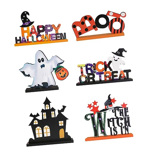 Garneck 24 STK Halloween-Ornamente Halloween-Herzstück Dekoration im Halloween-Stil Halloween Dekoration Halloween-Dekoration bastelset esstisch Desktop-Dekor Halloween-Tischdekoration MDF von Garneck