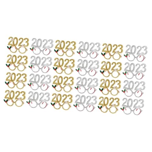 Garneck 24 Stk 2023 Partybrille Weihnachten Neujahr Brille Weihnachtsbrille Partyzubehör Für Silvester 2023 Abschlussbrille 2023 Leistungsrequisiten Weihnachtsfeier Dekor Goldpudertuch von Garneck