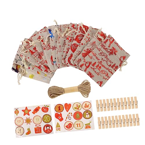 Garneck Weihnachtsgeschenktüten Set Aus Jute Mit Kordelzug Festliche Candy Bags Mit Aufklebern Und Clips Ideal Für Weihnachtsfeiern Und von Garneck