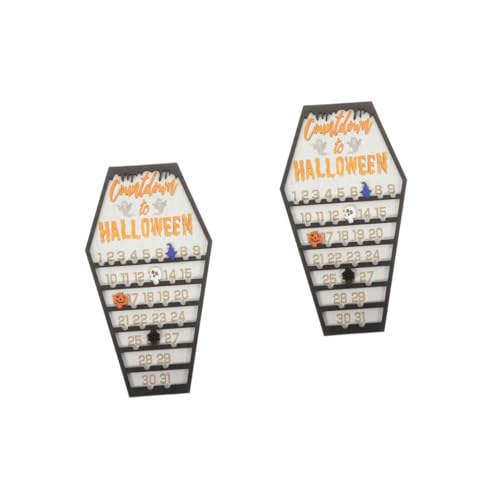 Garneck 2St Adventskalender Countdown-Kalenderverzierung Party Ornament Halloween-Advent halloween countdown halloween atmosphäre Halloween-Dekorationen Halloween-Kalenderschmuck hölzern von Garneck