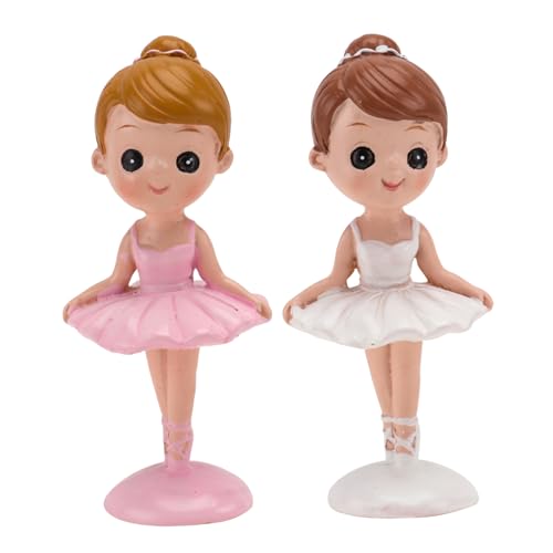 Garneck 2St Ballerina-Mädchen kleine Figuren Geschlecht Ballett Tortenaufsatz büro Dekoration Office Decoration Deko für Ballettmädchen aus Kunstharz Cartoon-Ballett-Mädchen- Weiß von Garneck