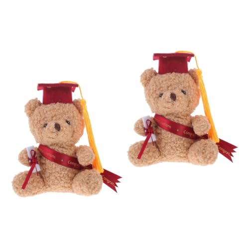 Garneck 2St Doktorhut Bär kuschelbären cuddly toy Kuchendekoration Plüschbärenpuppe Kinderspielzeug Blumenstrauß-Dekorationszubehör Graduierung Plüsch Bärenpuppe pp Baumwolle rot von Garneck