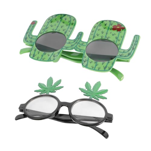 Garneck 2St Geburtstags feier Party Styling Brille Geburtstags-Selfie-Sonnenbrille Party-Fotokabine cactus glasses partyhüte kindergeburtstag schnapsgläser Geburtstagsfoto Requisiten Black von Garneck