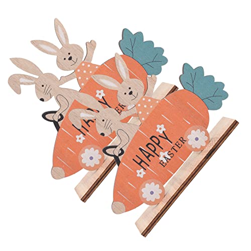 Garneck 2St Kaninchen-Karotten-Ornament Osterhasen- Dual Cartoon-Tapete Tisch Ostern mitgebsel austecherformen Ostern Hasenschild aus Holz Ostern Herzstück Holzschild hölzern Orange von Garneck