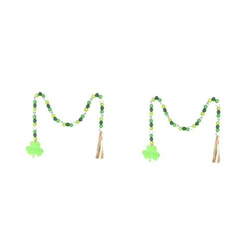 Garneck 2St Quastenperlen wandverkleidung Wand polsterung hausdeko Handgemachte Dekoration wohnungsdeko Perle Quasten Ornament hängend st. Patricks Day Anhänger Partyzubehör Holz Green von Garneck