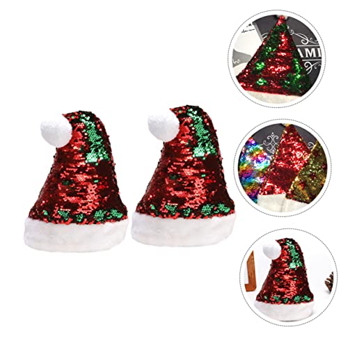 Garneck 2St Weihnachtsmütze Weihnachtsmannmütze weihnachtsfeier hut Bulk-Hüte Partyhüte für Frauen santa claus hat santa hats glänzender weihnachtshut Weihnachtsdekoration Pailletten rot von Garneck