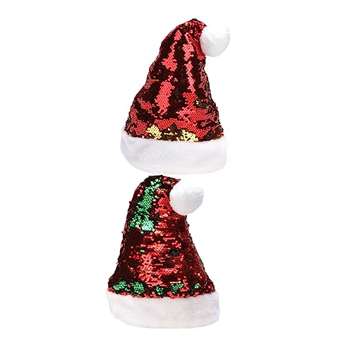 Garneck 2St Weihnachtsmütze Winterurlaub Mütze Weihnachtsbaum Hut Süßigkeiten-Urlaubsthema-Kappe santa claus hat weihnachtsmannmützen weihnachtsdeko glänzender weihnachtshut Pailletten von Garneck