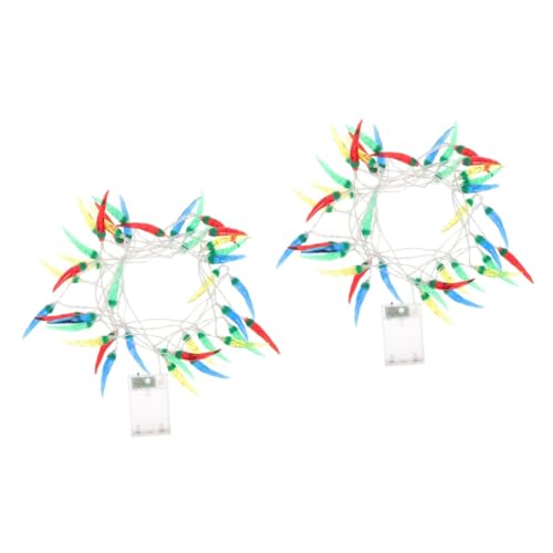 Garneck 2St geführte Weihnachtsbeleuchtung LED-Herbstlichter Ornament Dekor Chili-Pfeffer leuchtet Lichterketten Batterie schmücken Blinklicht Laternenpfahl schwarzer Pfeffer Plastik von Garneck