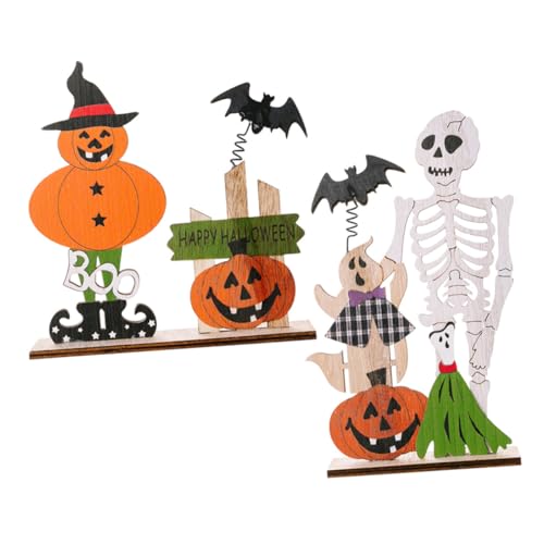 Garneck 2st Halloween-Dekoration Halloween-tischverzierung Süßes Oder Saures Zeichen Halloween Tischdekoration Halloween-müde-tablett-Schild Fröhliches Halloween-tischschild Ornament Holz von Garneck