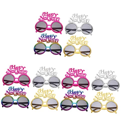 Garneck 3 Sätze Lustige Neujahrsbrille Festival-Sonnenbrillen Für Damen Ausgefallene Silvester-Party-Brille Gläser Leuchtbrillen Faschingsbrille Kreative Cosplay-Brille STK 4 Stück * 3 von Garneck