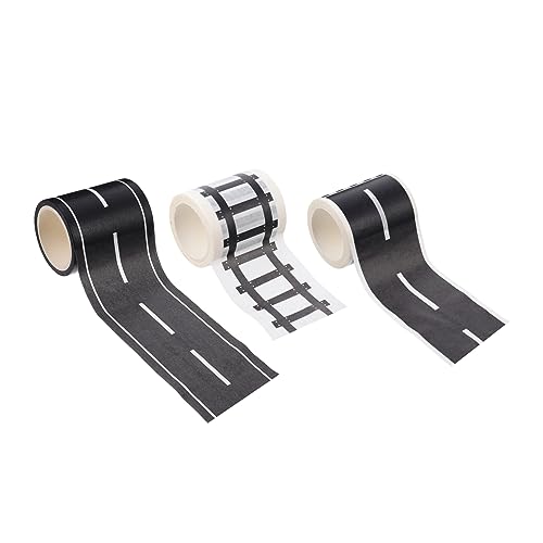 Garneck 3 Stk Straßen spielzeug Straßenband für Autos schwarzes Klebeband Autobahnband verkehrszeichen spielzeug klebeband straße Washi-Tape-Aufkleber Verkehrsklebeband Papier Black von Garneck