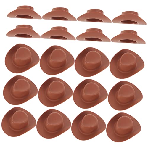 Garneck 30 Stück Mini-Cowboyhut Puppenhut Cowboyhut für Puppen Bastelbedarf Hut Puppenzubehör Hut Kuhmädchenhut Cowboyhut aus zarte kleine Hüte zarte Puppenhüte Brown von Garneck