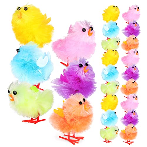 Garneck 36 Bunte Mini Osterküken - Flauschige Chenille Küken Figuren - 4 Cm Ideal Für Ostereiersuche Dekoration Und Partygeschenke Perfekte Füllung Für Osternester Und Geschenkkörbe von Garneck