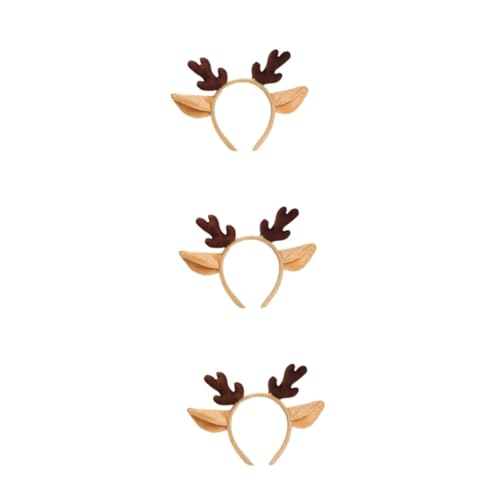 Garneck 3St Geweih Stirnband Hirschhorn Haarreifen Weihnachtsgeweih Stirnbänder tierische stirnbänder christmas haarreif christmas headband Kostüm für Kinder Haarband Kostümparty-Requisite von Garneck