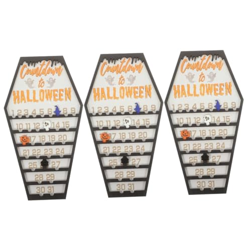 Garneck 3St halloween countdown halloween atmosphäre halloween-dekoration halloween decor Dekorationen Halloween-Kalender- Adventskalender für Halloween Countdown-Kalender hölzern von Garneck