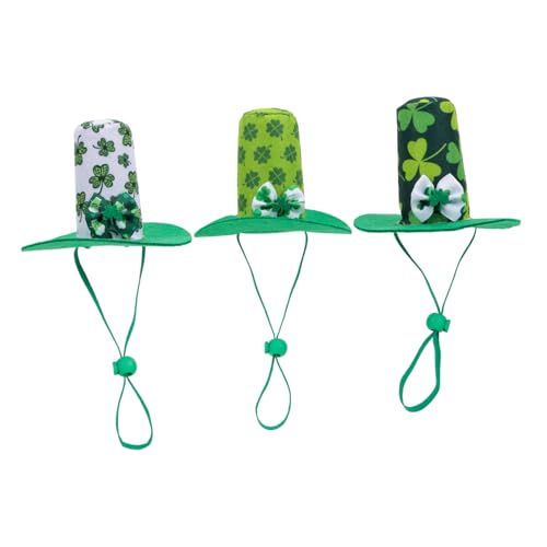 Garneck 3st Mimi-hut Puppe Mini-zylinder Kappe Kleeblatthut St. Patrick's Day Tischdekoration Mini-hüte Green Polyester von Garneck